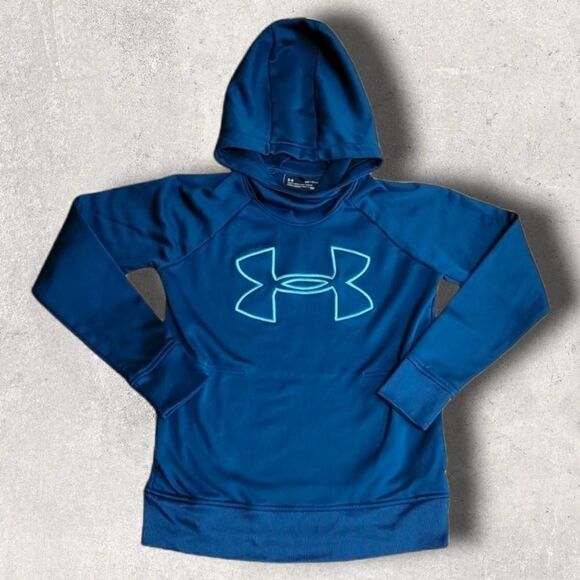 UNDER ARMOUR FUNNEL NECK COLDGEAR TEAL HOODIE - Picture 1 of 8